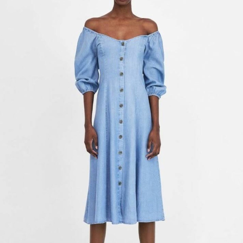 Denim Zara button down dress.